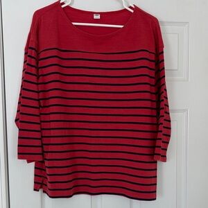 Old Navy Red and Black Striped Long Sleeve Top